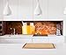 Produktbild Aufkleber Küchenrückwand Saft Orange Orangensaft Getränk Glas Küche Folie selbstklebend Dekofolie Fliesen Möbelfolie Spritzschutz 22A920, Höhe x Länge:60cm x 100cm