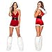 Fashion Queen Women Christmas Miss Santa Costume Red Charming Backless Hooded Jumpsuit (One Size, Red)