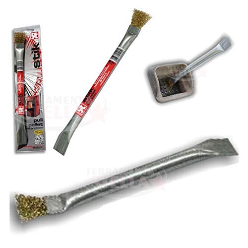 S&M 862465 PuliPellet Stahlschaber und Pinsel für Pelletöfen | Länge 240 mm | Teerschaber & Entferner | Ruß & Kreosot | hochbelastbar