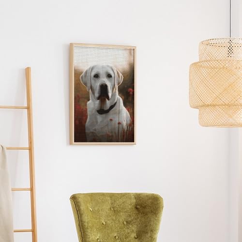 Peinture diamant Labrador blanc idée cadeau anniversaire création DIY - 3