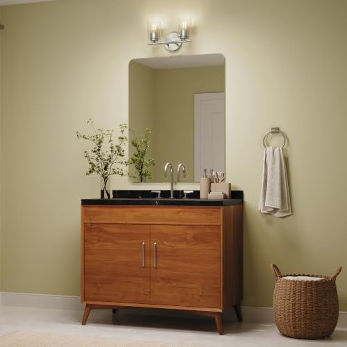 Image of Progress Lighting Replay 13 Inch 2-Light Vanity Light, Transitional, Brushed Nickel with Clear Glass Shades, (7.875 inch H x 13 inch W x 6 inch D), P300582-009