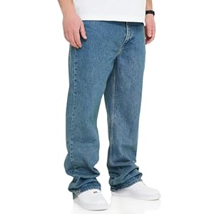 behype. Herren Jeans Loose-Fit Jeanshose 100% Baumwolle Denim Baggy Hose Used Look Men’s