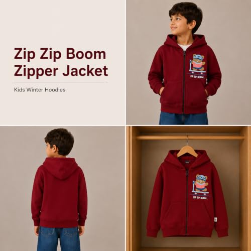 Image of The Mom Store Winter Jackets for Kids | Cute Sweatshirt and Cool Hoodies for Baby Boy and Baby Girls | with Zippers | Hoodie Cap