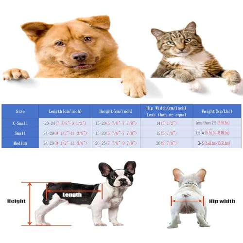 Silla de ruedas ligera para perros con soporte ajustable delantero y trasero XS 8