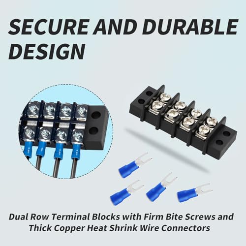 YAFIYGI Pacote com 2 Blocos de Terminais, 4 Circuitos, 20-30A, Terminais de Parafuso de Duas Fileira