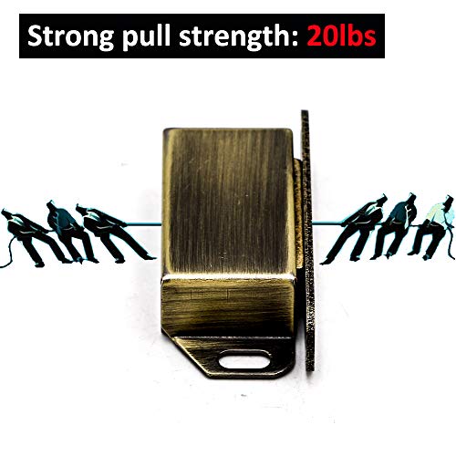 8 Pack Magnetic Cabinet Door Catch- Stainless Steel Closet Catches with Strong Magnetic- Furniture Latch 20 lbs (Bronze)