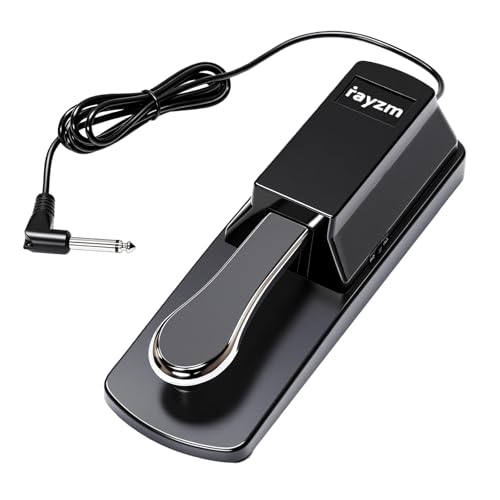 Rayzm Pedal de sustain universal para piano digital y teclado electrónico, Pedal antideslizante con interruptor de polaridad, Cable de 1,4 m