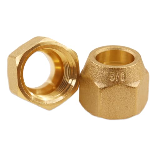 Iruihoo Lot de 2 écrous de raccordement 5/8" en laiton - Capuchons fendus pour conduites de réfrigérant et climatiseurs HVK 5/8"