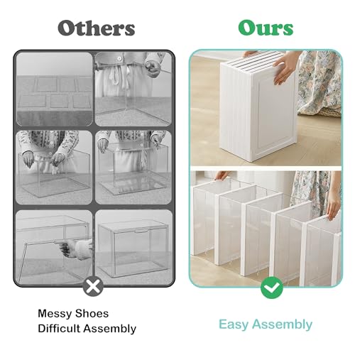 ZLLZUU Upgrade Clear Foldable Shoe Storage Organizer, No Assembly 6 Tiers Shoe Box with Fully Clear Door, Plastic Stackable Shoe Rack for Sneakers, Sturdy Shoe Storage Containers Bins by ZLLZUU - Image 8