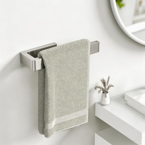Image of HUFEEOH Hand Towel Holder, Stainless Steel Bathroom Towel Holder Towel Bar, Silver Dish Towel Hanger Wall Mount Heavy DutyTowel Racks for Bathroom