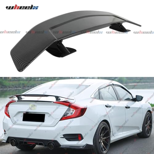 Universal Car Rear Spoiler Wing, 47 Inch ABS Adjustable Trunk Spoiler, Carbon Fiber Pattern Aftermarket Racing Style Wing, No-Drill Installation, Fit Most Sedans Coupes - WheelX by WheelX - Used condition - Image 3