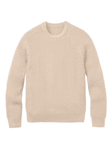 Men's Crewneck Sweater Casual Long Sleeve Knitted Pullover Sweaters, Khaki, M