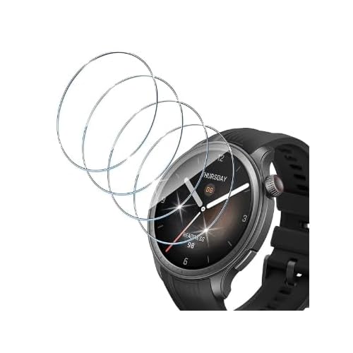HidWee Schutzfolie Kompatibel mit Amazfit Balance für Panzerglas, 4 Stück 9H Härte Displayschutz, Anti-Kratzen Panzer Schutz Glas, Anti-Bläschen Panzerfolie, HD Clear Displayschutzfolie