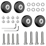 Skibetfo 50x18mm Luggage Wheels Set 4pcs - Replacement for Tripp, Samsonite & Outdoor Skates with Rubber Swivel Caster Wheels