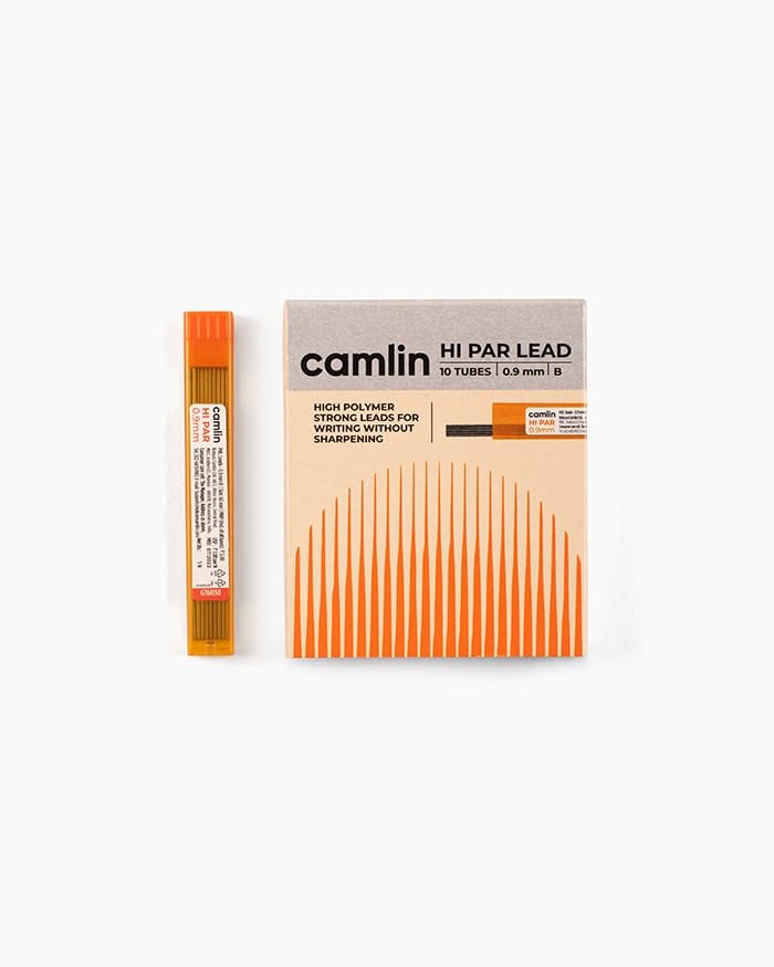 Image of Camel 0.9 mm Hi-Par Pencil Lead Black (Pack of 10) | 0.9mm Smooth & Dark Leads for Writing, Sketching & Exams | Break-Resistant, High Precision Refills (0.9MM)