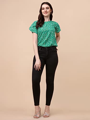 Image of Wedani Women's Casual Short Sleeves Round Neck Foral Regular Fit Top