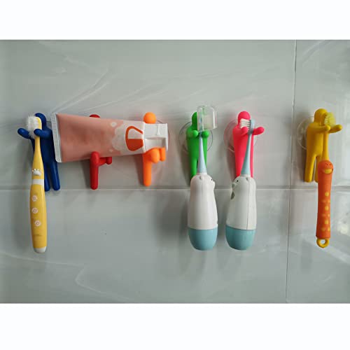 6 Pieces Wall Mounted Duty Suction Cup Toothbrush Holder Hooks Set For Mounting On Smooth Wall In Shower, Bathroom, Garage, Office #TOP1