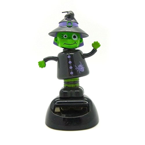 Starlet24 Solar Wackelfigur Solarfigur tanzende, wippende solarbetriebene Figur als Dekoration für Fensterbank, Armaturenbrett, Hutablage und viele weitere Aufstellmöglichkeiten Hexe