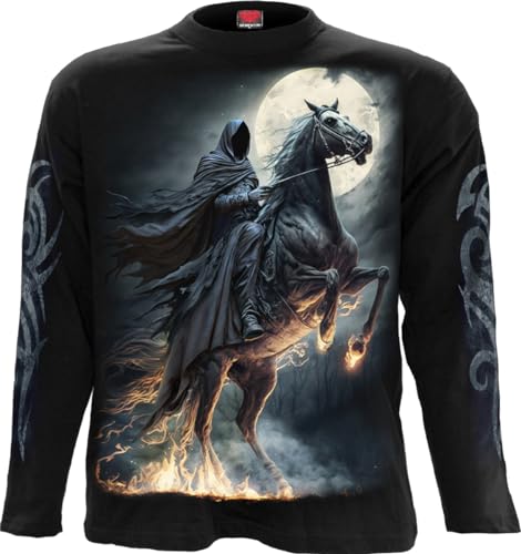 T-Shirt Manches Longues Noir Imprimé Spiral Shadow Rider Coupe Standard