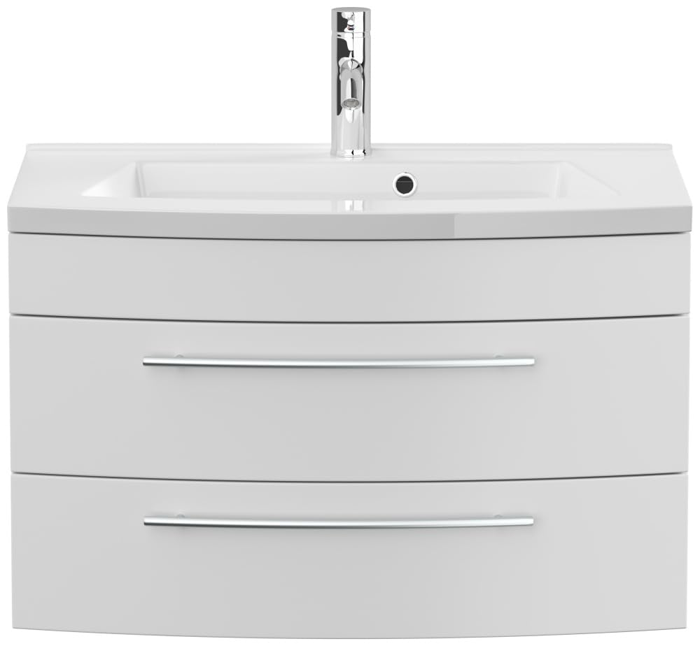 Badmöbel Bella 80 mit runder Front SoftClose lackiert weiss matt