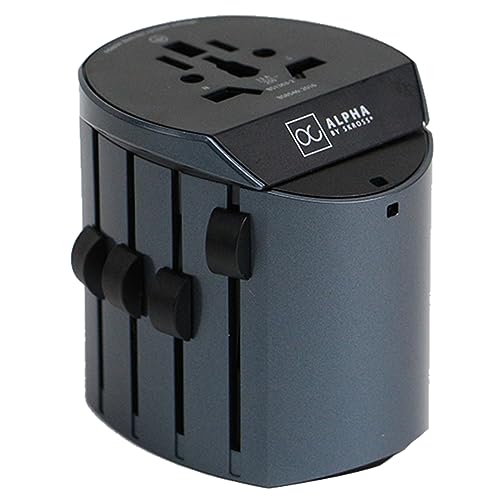 SKROSS - Alpha Line - Adaptador Universal de Viaje con Doble Puerto USB-A 2.4A - Soporta 1575W (250V, 6.3A), Portátiles, Secadores.