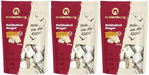 Weißer Nougat Torrone Holländischer Nougat mit Mandeln 3x 200g Meienburg