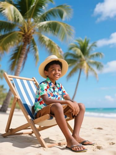 COSLAND Boys' Hawaiian Shirt Kids' Novelty Button Down Shirt, X-Small-Large4