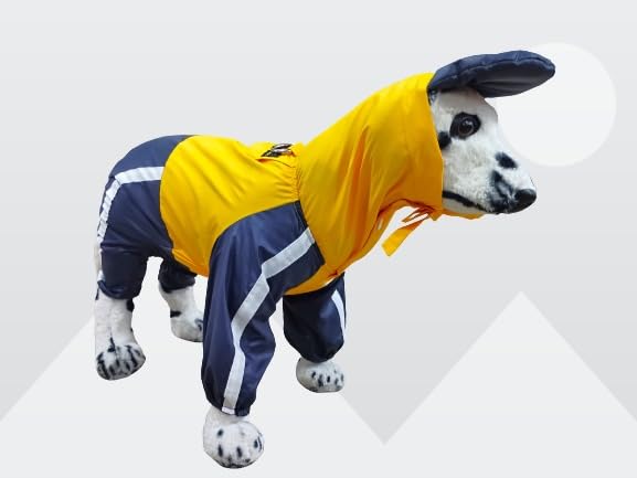 Dog Raincoats Rain Snow Coats Waterproof Clothing 4 Four Legs Raincoat Full-Cover Dogs Hooded Poncho(Yellow - Navy Blue) (34) (B0D2Y3HT9F) Amazon Price History, Amazon Price Tracker