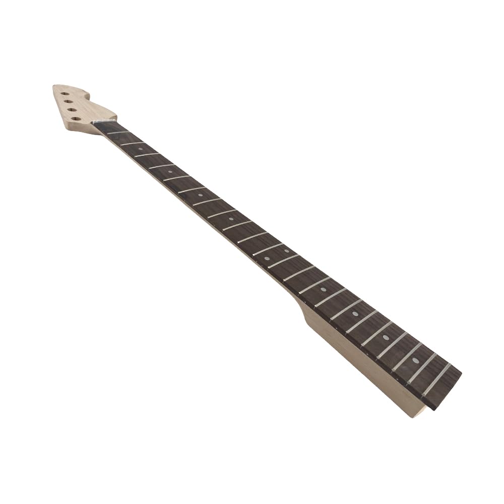 4-saitiger Bassgitarrenhals, Ahornholz, 22 Bünde, 86,4 cm Mensur, Palisander-Griffbrett mit Punkteeinlagen, 42 mm Mutter, zum Anschrauben (65 mm Absatz)