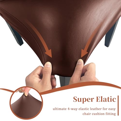 Image of PU Leather Bar Stool Covers with Backs Waterproof Bar Stool Chair Covers | Washable, Wipeable, Thick, Counter Chair Cover, Height Chair Slipcovers, Chair Protector For Pub /Cafe /Dining, Coffee