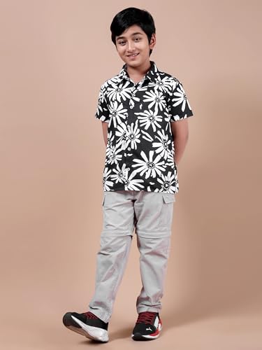 Image of Boys Printed Casual Shirt Short Sleeve Button Down Beach Shirt for Kids