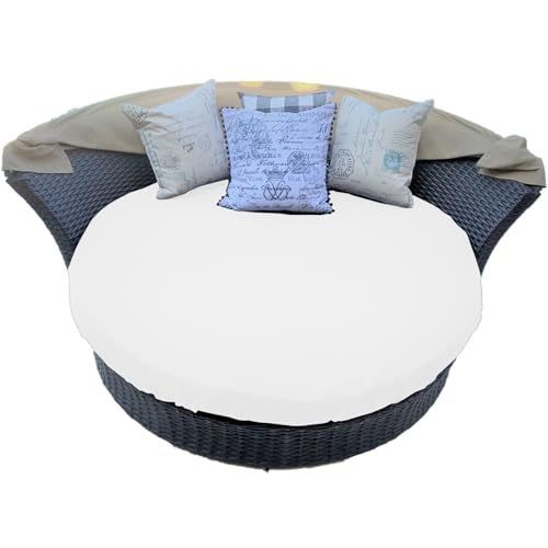KEKAFU Sonneninsel Auflagen überzug Wasserdicht, Sonneninsel Auflagenbezug Universalgröße, Liegepolsterbezug Sonneninsel Rund, Sonneninsel Auflagen Ersatz 100% Polyeste (Ø180cm)