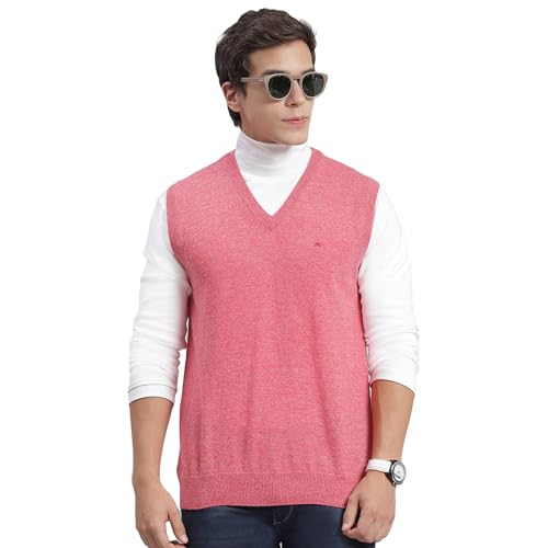 Image of Monte Carlo Off White Solid V Neck Sweater | Warm Woolen Pullover for Men | Soft Comfortable Knitted Winter Wear Sweater for Men's