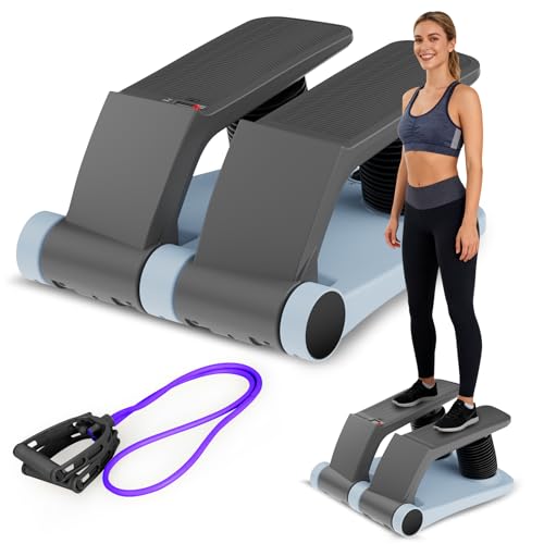 Image of Air Stepper Exercise Machine with Resistance Bands, 5-Level Adjustable Resistance, 300 lb Capacity Stair Stepper with LED Monitor, Low-Impact Home Cardio and Full Body Workout Equipment