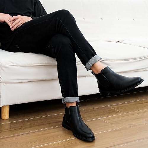 Image of ZOKSOVE Men's Black Chelsea Boots-Slip-On Comfy Mens Casual Suede Ankle Boots