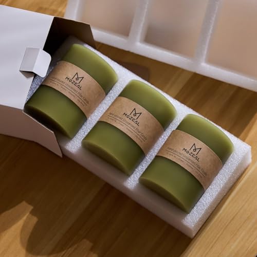 MOZEAL 3" x 8" Hand-Poured Unscented Large Candle, Smokeless Rustic Pillar Candle Set of 2, Slow Burn, No Drip, Approx 150 Hours Burning,Wedding,Dinner,Christmas and Home Decorative,Tall Olive Candle - Image 6