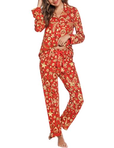 Image of Pjmlifecoco Pajamas Set Long Sleeve Womens Button Down Sleepwear Two Piece Nightwear Soft Pj Lounge Sets S-XXL