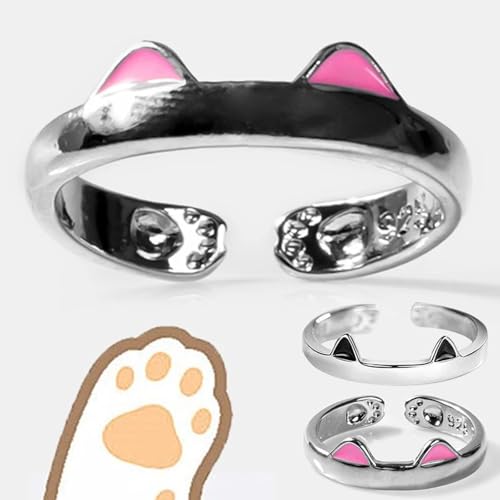 Bague chat ajustable en argent pour femmes et hommes