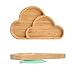 Mamimami Home Kinderteller aus Bambus baby teller rutschfest mit saugnapf, Wolken Snackteller Kinderteller丨Segmented丨Kinder lernen essen