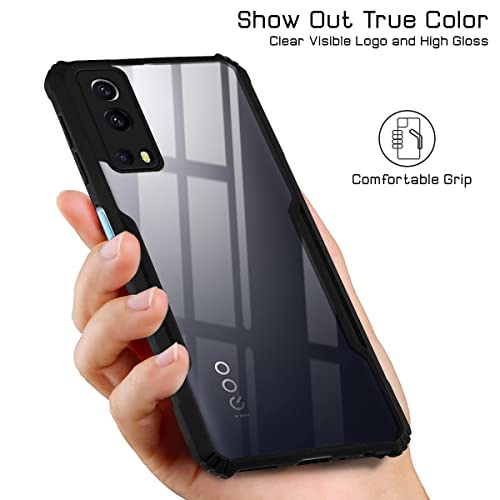 Image of Jkobi Back Cover Case for Vivo iQOO Z3 5G (Crystal Glass Back | Camera Protection | Shockproof Bumpers | Professional Black)