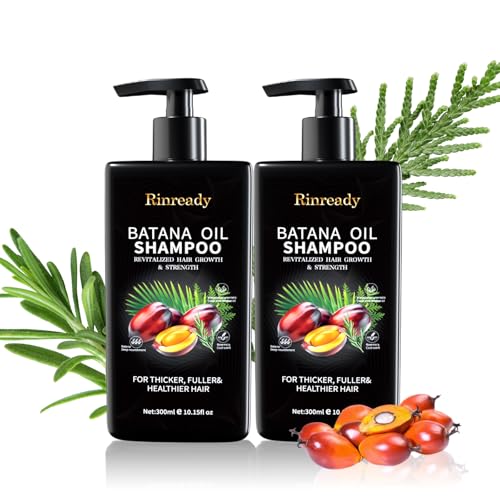 Batana Rosemary Shampoo for Thinning Hair,Biotin Strengthening Shampoo for Men &amp; Women,Nourishing Scalp Care for Fuller Looking,Healthier Hair,Sulfate Free Daily Hair Cleanser 10.15 fl oz,2 Packs