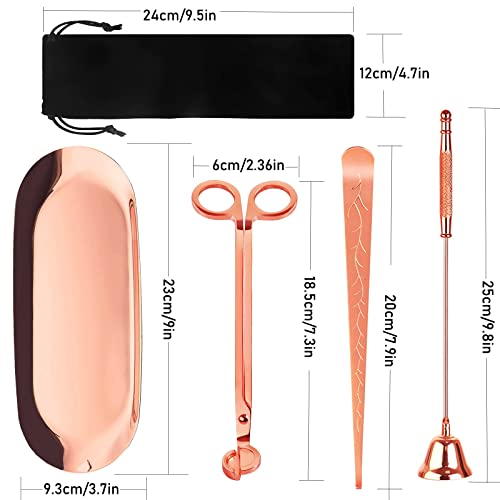 5 In 1 Candle Accessory Set, Candle Wick Trimmer Cutter, Candle Snuffer & Candle Wick Dipper,Usb Rechargeable Lighter, Storage Tray Plate For Candle Lover Mom Gift, Candle Care Kit (Rose Golden) #TOP6