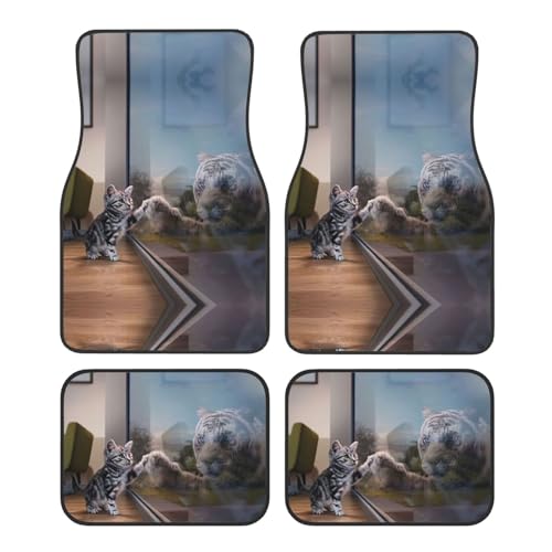 Tapis de voiture chat et tigre réfléchissant x4 universel pour SUV et berline