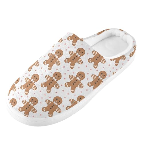 Fuzzy Memory Foam Slippers for Women/Men Cookie Man Snowflake Pattern Fluffy Winter House Shoes Indoor and Outdoor