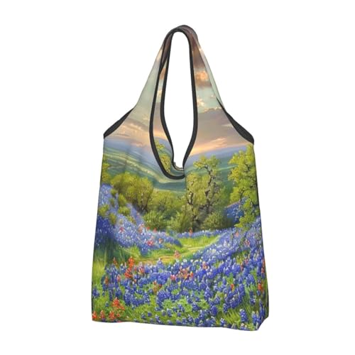 Lot de 3 sacs de courses lavables et pliables au motif paysage imprimé sur cabas noir résistant