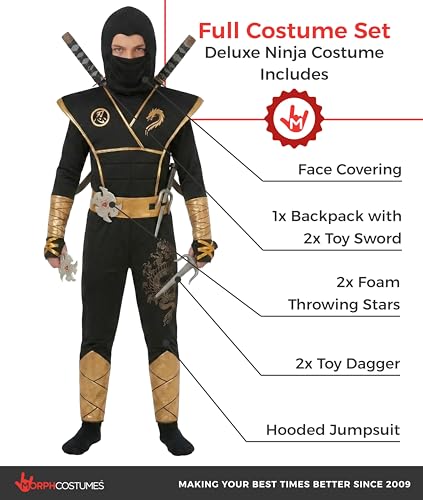 Disfraz Ninja Deluxe para Niños con Accesorios miniatura 2