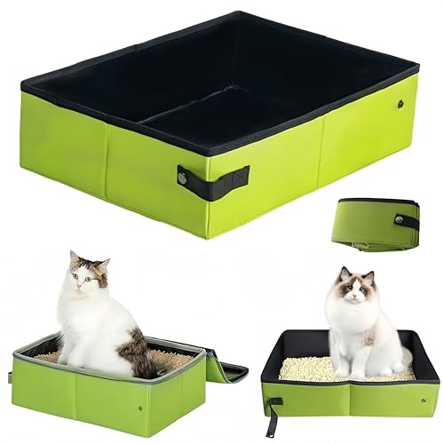 HJYDGJ Lettiera portatile pieghevole per gatti da viaggio pieghevole Lettiera per gatti impermeabile da viaggio portatile - verde chiaro