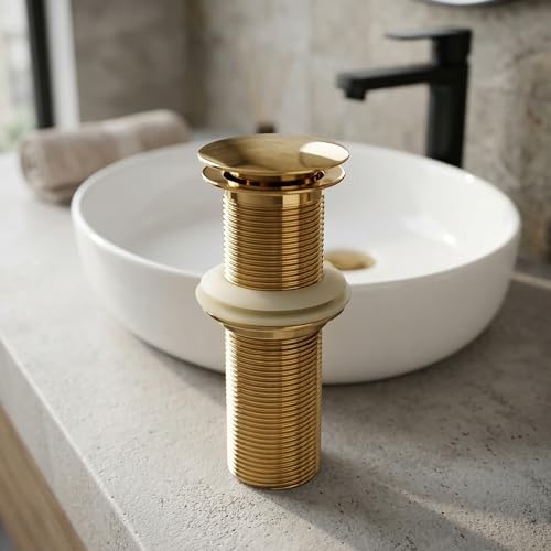 Image of InArt Pop-up Brass Basin Drainer /Waste Coupling /Waste Kit for Bathroom Wash Basin /Vessel Sink 5 Inch Brass Full Threaded Pop Up Waste Coupling 32 MM (Gold)