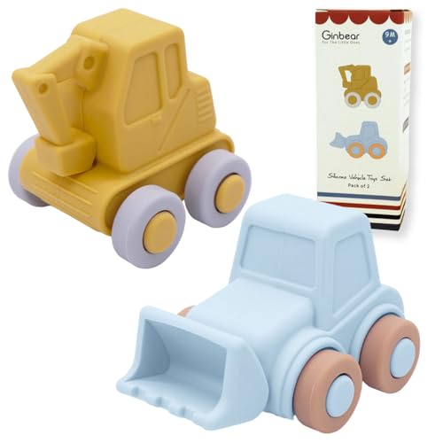 Ginbear Silikon-Spielzeugautos für Babys | Ab 9 Monaten | Weiches...