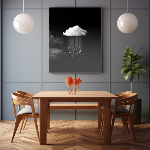 Cuadros pósteres blanco y negro TODOAA de paisajes nubosos para decoración nórdica de salón 2